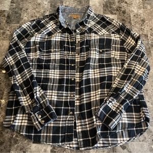 JACHS Girlfriend XL Comfort Stretch Buffalo Snap Flannel Shirt Black/White